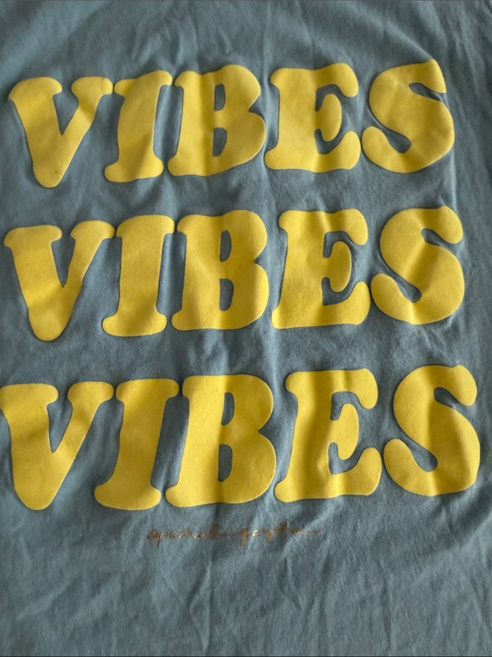 Spiritual Gangster Light Blue Tank with Yellow VIBES Graphic - Picture 3 of 3